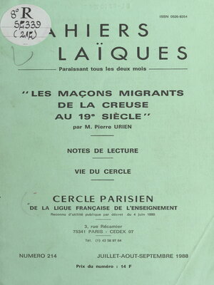 cover image of Les maçons migrants de la Creuse au 19e siècle